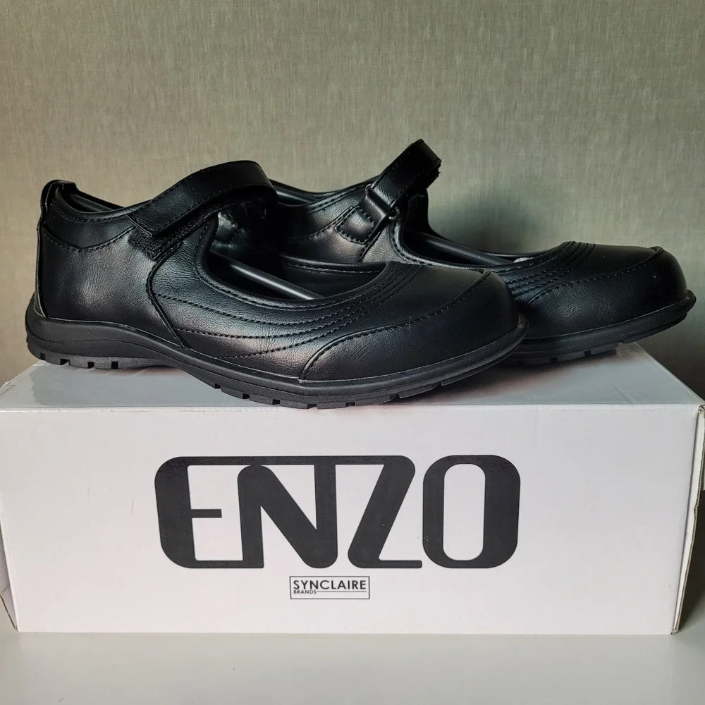 ENZO Elyse Kids Mary Jane Shoes Black School Uniform Dress Flats Girl Size 2